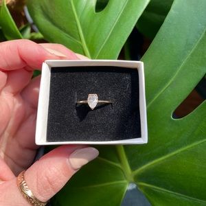 Pear shape .8ct 7x5mm moissanite ring 14k rose gold Size 8 engagement